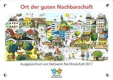 Plakette des Gewinners "Schönste Nachbarschaftsaktionen 2017" © Universitätsstadt Marburg
