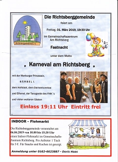 Termine Richtsberggemeinde e.V. März-April-2019 © Richtsberggemeinde e.V.